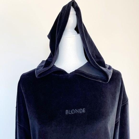 Brunette The Label Velour Black Tunic Dress Hoodie - Picture 4 of 9